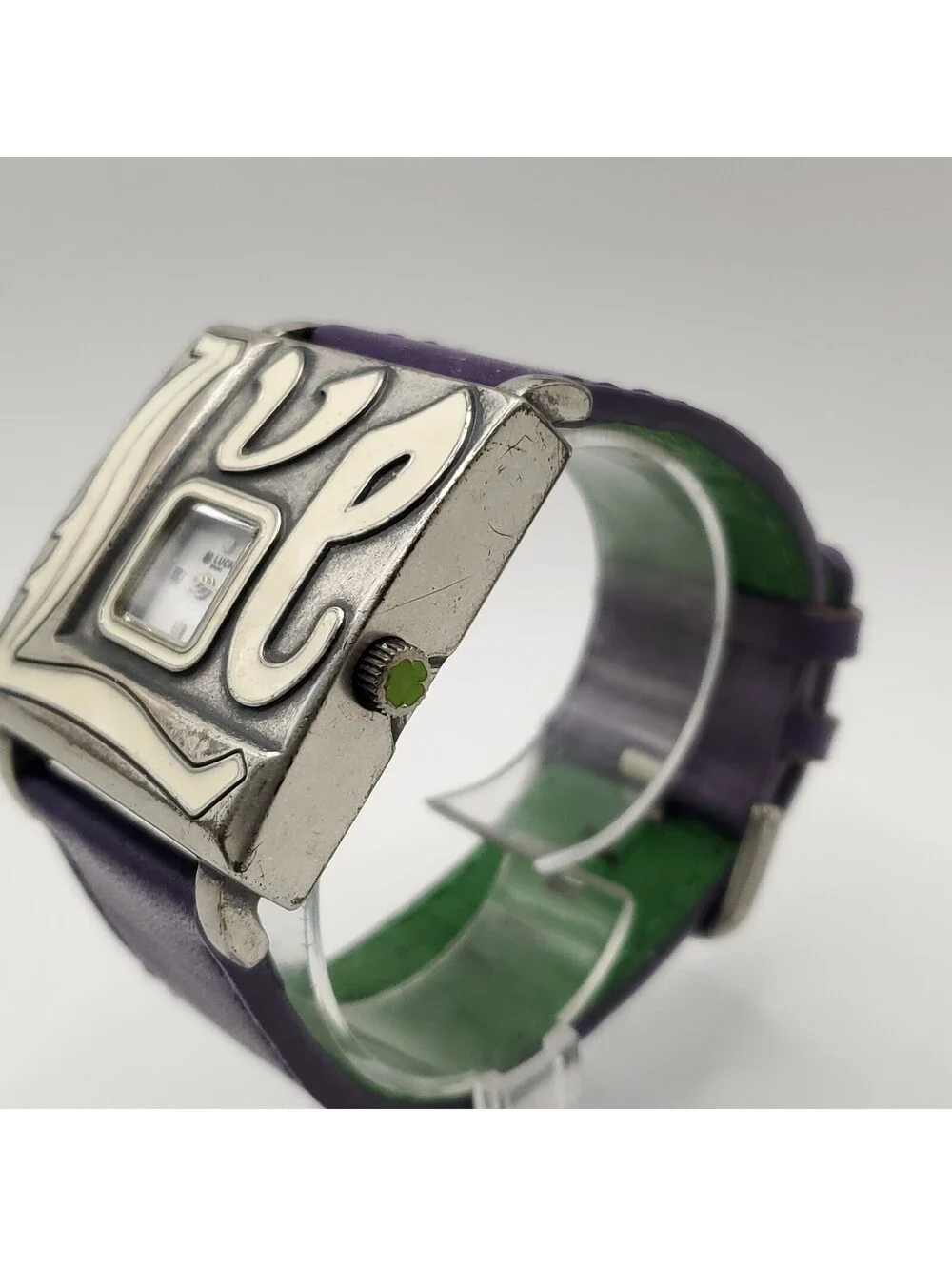 Lucky Brand Quartz Womens Watch 37mm Square Face Love Purple/Green New Battery